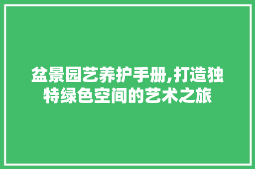 盆景园艺养护手册,打造独特绿色空间的艺术之旅 土壤施肥