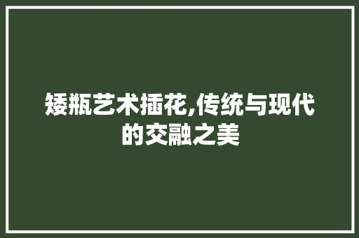 矮瓶艺术插花,传统与现代的交融之美 土壤施肥