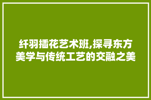 纤羽插花艺术班,探寻东方美学与传统工艺的交融之美 土壤施肥