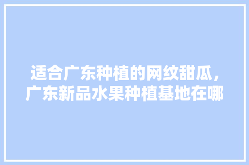 适合广东种植的网纹甜瓜，广东新品水果种植基地在哪里。