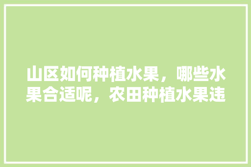 山区如何种植水果，哪些水果合适呢，农田种植水果违法吗。