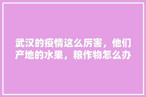 武汉的疫情这么厉害，他们产地的水果，粮作物怎么办，隔离期间可以给送水果吗。