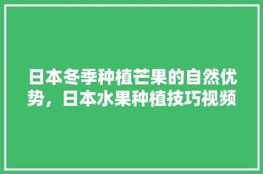 日本冬季种植芒果的自然优势，日本水果种植技巧视频。 土壤施肥