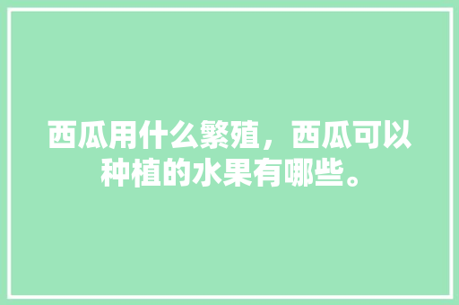 西瓜用什么繁殖，西瓜可以种植的水果有哪些。