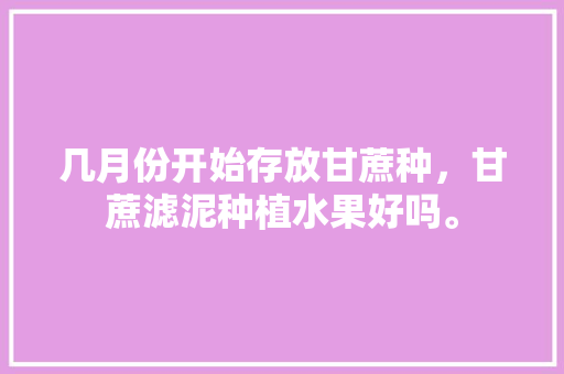 几月份开始存放甘蔗种，甘蔗滤泥种植水果好吗。