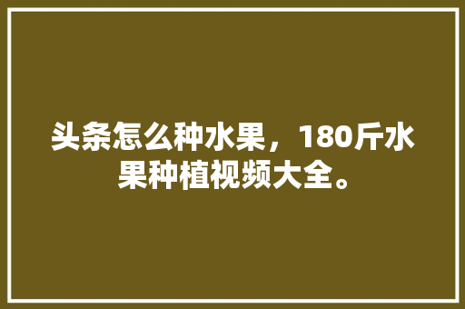 头条怎么种水果，180斤水果种植视频大全。