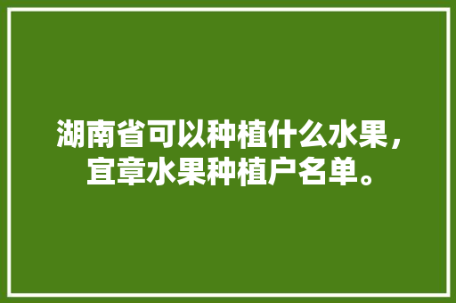 湖南省可以种植什么水果，宜章水果种植户名单。