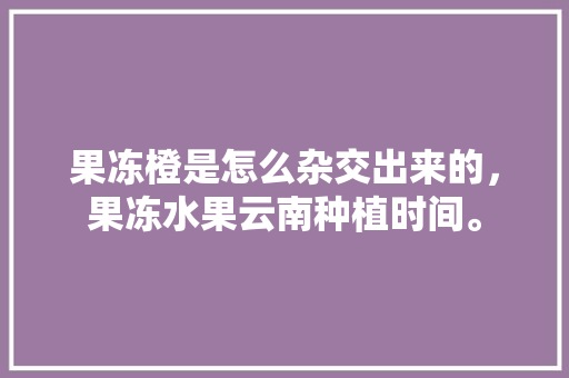 果冻橙是怎么杂交出来的，果冻水果云南种植时间。 蔬菜种植