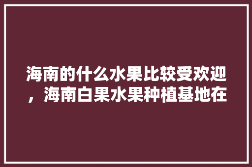 海南的什么水果比较受欢迎，海南白果水果种植基地在哪里。 家禽养殖