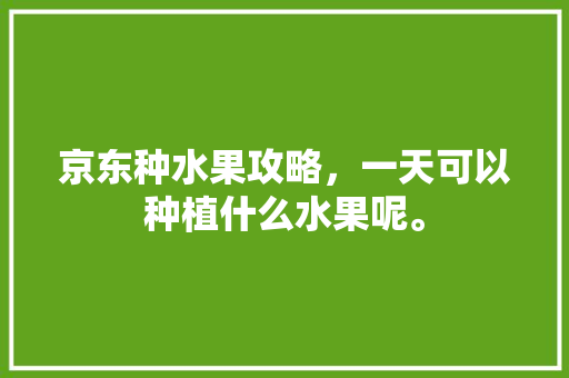 京东种水果攻略，一天可以种植什么水果呢。