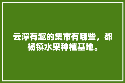 云浮有趣的集市有哪些，都杨镇水果种植基地。