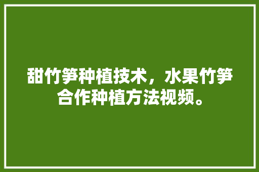 甜竹笋种植技术，水果竹笋合作种植方法视频。