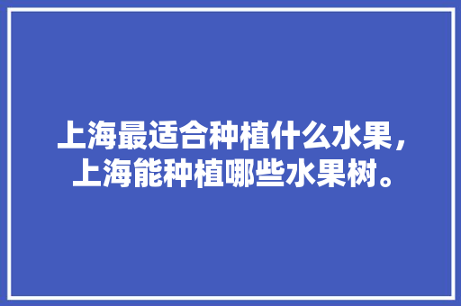 上海最适合种植什么水果，上海能种植哪些水果树。