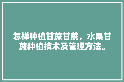 怎样种植甘蔗甘蔗，水果甘蔗种植技术及管理方法。