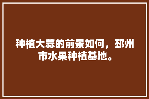 种植大蒜的前景如何，邳州市水果种植基地。