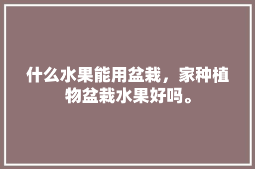 什么水果能用盆栽，家种植物盆栽水果好吗。 水果种植