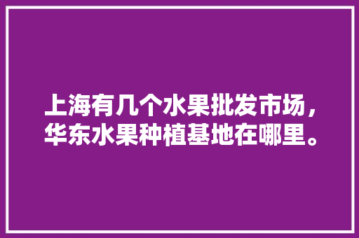 上海有几个水果批发市场，华东水果种植基地在哪里。