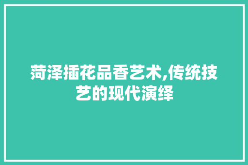 菏泽插花品香艺术,传统技艺的现代演绎 土壤施肥