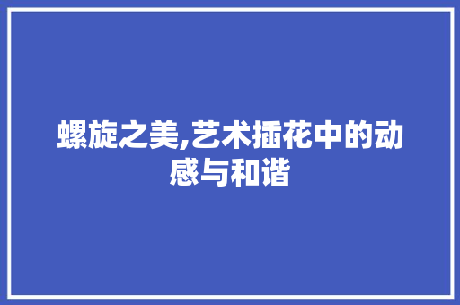 螺旋之美,艺术插花中的动感与和谐 畜牧养殖