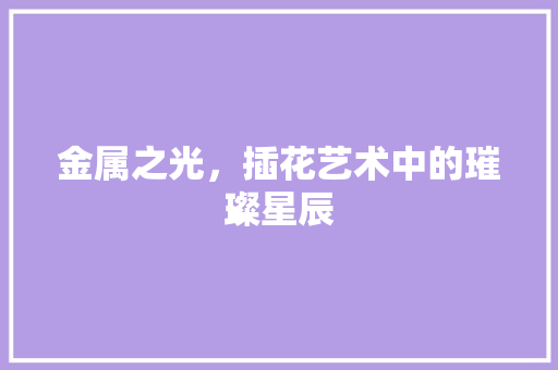 金属之光，插花艺术中的璀璨星辰 土壤施肥