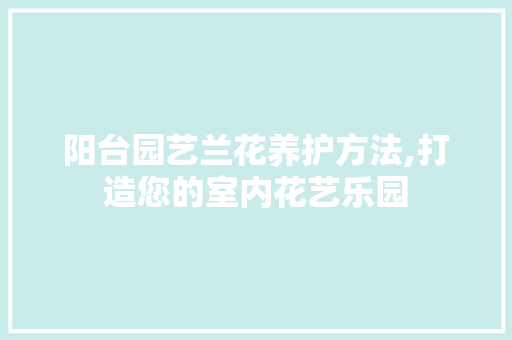 阳台园艺兰花养护方法,打造您的室内花艺乐园 土壤施肥