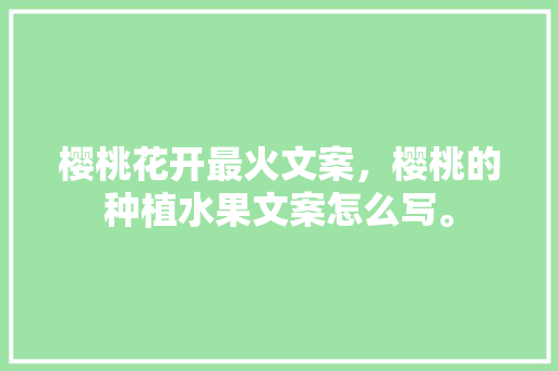 樱桃花开最火文案，樱桃的种植水果文案怎么写。