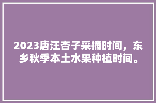 2023唐汪杏子采摘时间，东乡秋季本土水果种植时间。 畜牧养殖