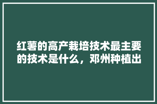 红薯的高产栽培技术最主要的技术是什么，邓州种植出优质水果的地方。 土壤施肥