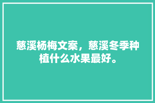 慈溪杨梅文案，慈溪冬季种植什么水果最好。 土壤施肥