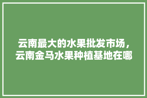 云南最大的水果批发市场，云南金马水果种植基地在哪里。 家禽养殖