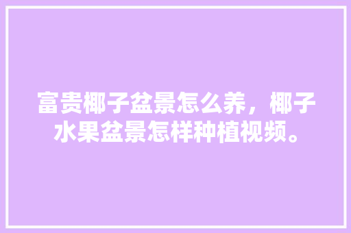 富贵椰子盆景怎么养，椰子水果盆景怎样种植视频。 家禽养殖