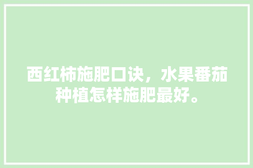 西红柿施肥口诀，水果番茄种植怎样施肥最好。 土壤施肥