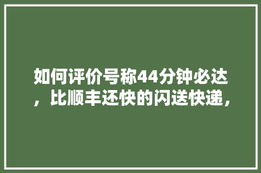 如何评价号称44分钟必达，比顺丰还快的闪送快递，定州水果种植基地在哪里。 蔬菜种植