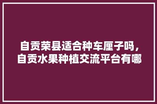 自贡荣县适合种车厘子吗，自贡水果种植交流平台有哪些。 家禽养殖