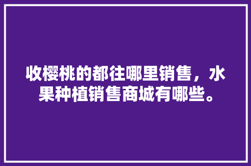 收樱桃的都往哪里销售，水果种植销售商城有哪些。 土壤施肥