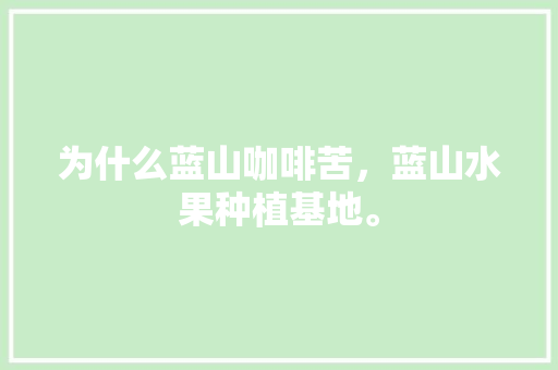 为什么蓝山咖啡苦，蓝山水果种植基地。