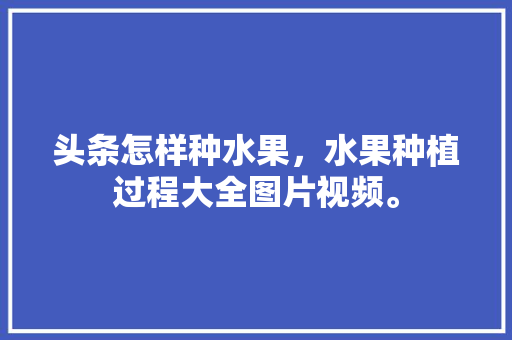 头条怎样种水果，水果种植过程大全图片视频。 蔬菜种植