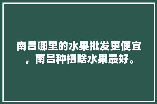 南昌哪里的水果批发更便宜，南昌种植啥水果最好。