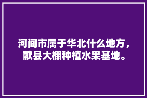 河间市属于华北什么地方，献县大棚种植水果基地。