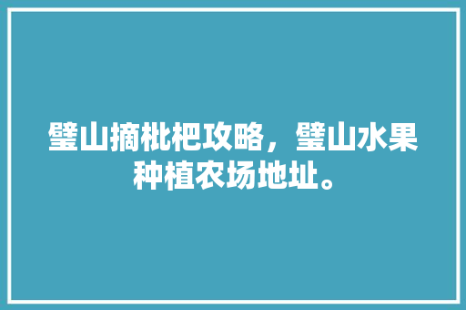 璧山摘枇杷攻略，璧山水果种植农场地址。