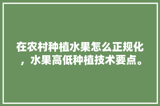 在农村种植水果怎么正规化，水果高低种植技术要点。 蔬菜种植