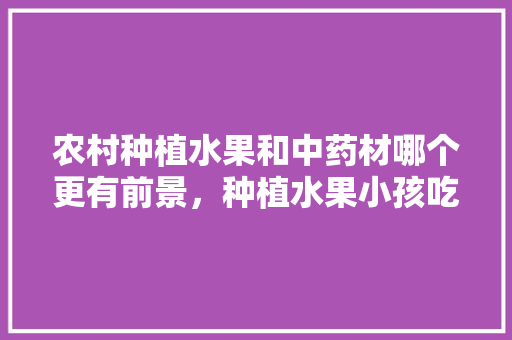 农村种植水果和中药材哪个更有前景，种植水果小孩吃好吗视频。 土壤施肥