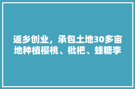 返乡创业，承包土地30多亩地种植樱桃、枇杷、蜂糖李、桃子、八月瓜、无花果，有前途吗，小伙种植蔬菜水果图片。 家禽养殖