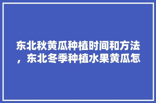 东北秋黄瓜种植时间和方法，东北冬季种植水果黄瓜怎么种。 蔬菜种植