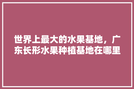 世界上最大的水果基地，广东长形水果种植基地在哪里。 土壤施肥