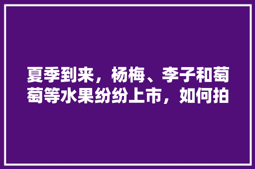 夏季到来，杨梅、李子和萄萄等水果纷纷上市，如何拍好这些水果，户外水果种植视频教程。 水果种植