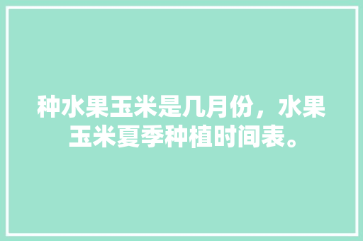 种水果玉米是几月份，水果玉米夏季种植时间表。 土壤施肥