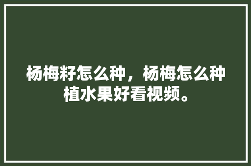 杨梅籽怎么种，杨梅怎么种植水果好看视频。 水果种植