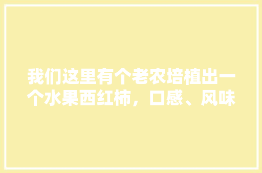 我们这里有个老农培植出一个水果西红柿，口感、风味特佳，如何把它做成一个项目呢，400斤水果种植视频大全。 畜牧养殖