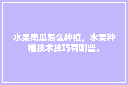 水果南瓜怎么种植，水果种植技术技巧有哪些。 水果种植